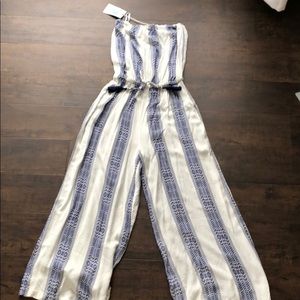 Blue and white boho jumpsuit